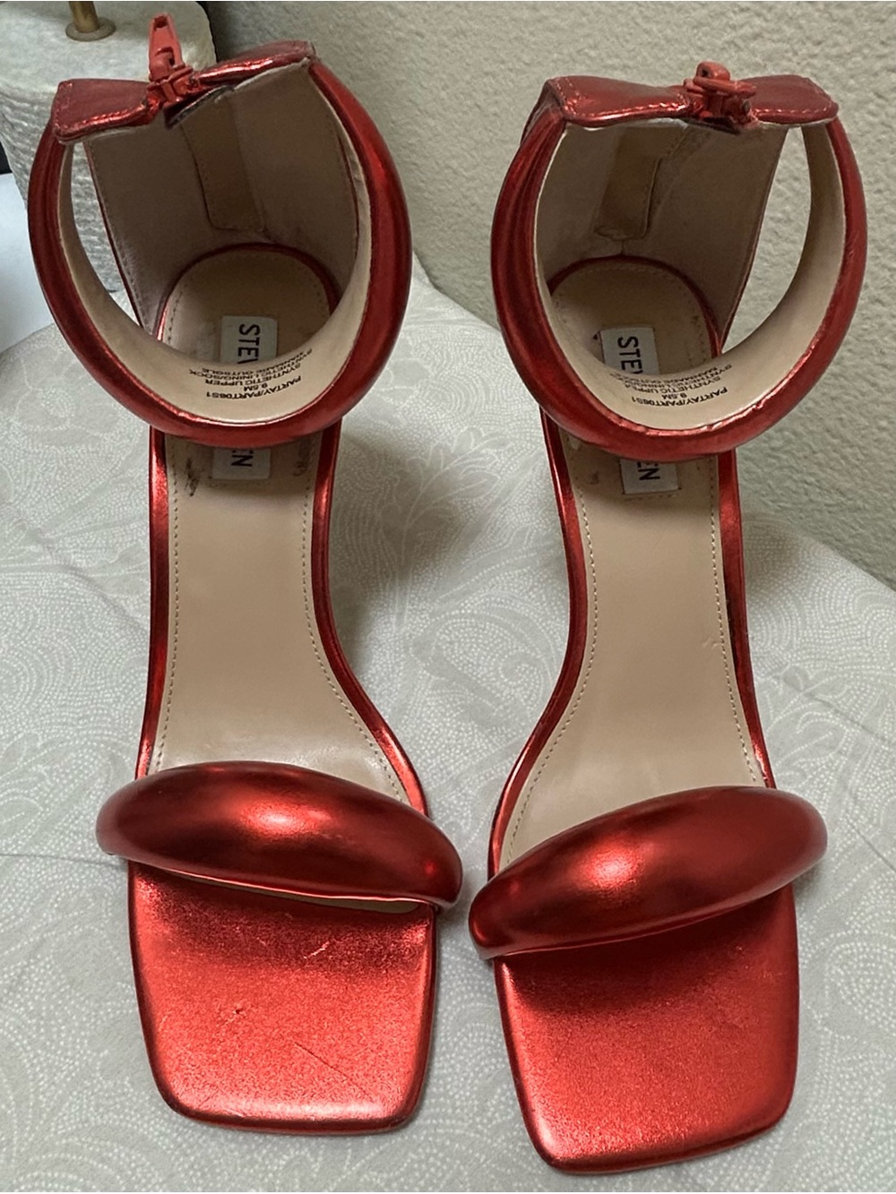 Steve Madden Metallic Red Ankle-Strap Heels